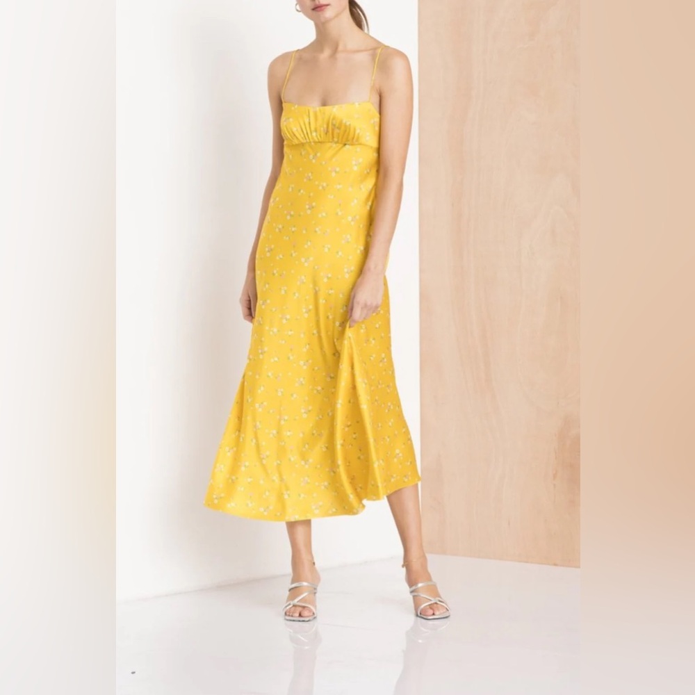 BEC + BRIDGE marigold floral silk dress